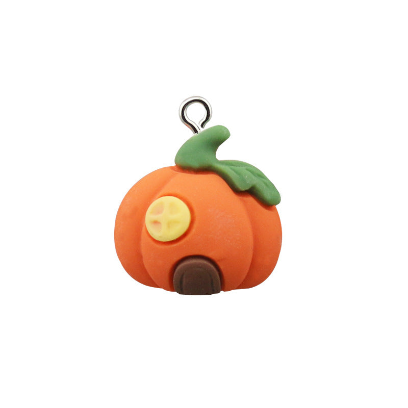 DIY Accessories Resin Halloween Pendant Pumpkin Ghost Broom Cat Castle Keychain Pendant Pendant